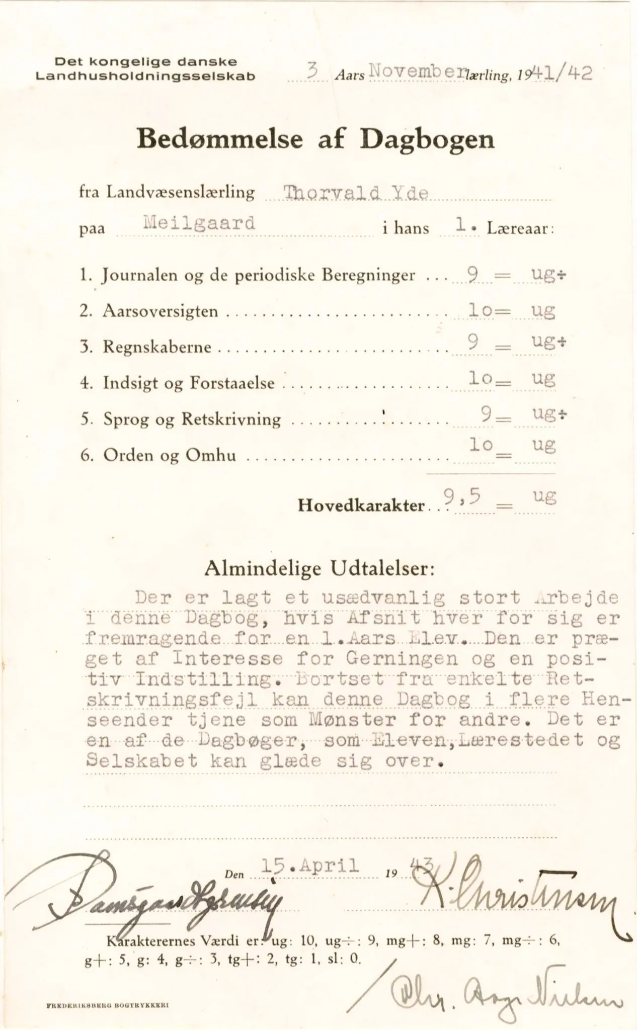 LHS Diary Assessment of diary from the Royal Danish Agricultural Society from 1941/1942