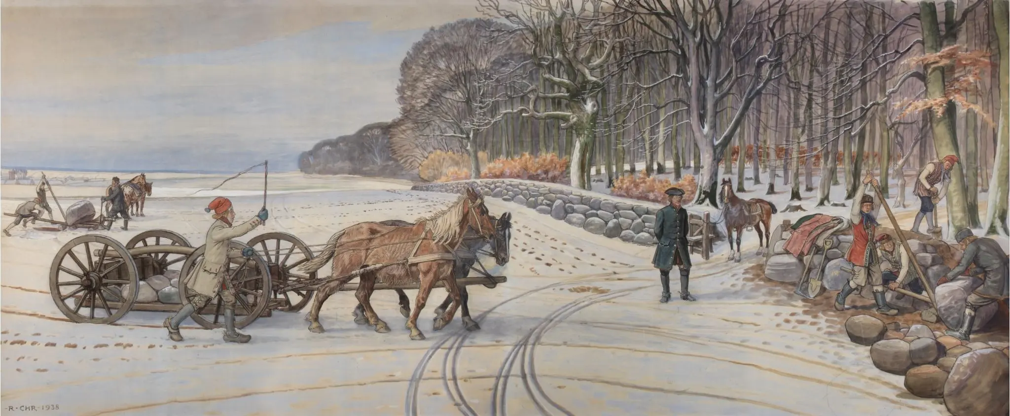 Clearing the Field and Setting Up the Stone Fence Clearing the Field and Setting Up the Stone Fence. Painting by Rasmus Christiansen.