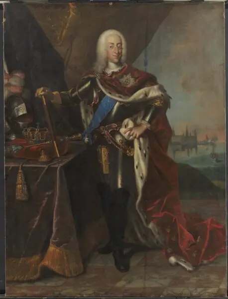 Oil painting of Christian VI. Painted by Johann Salomon Wahl and found in the collection of the Danish National Gallery.