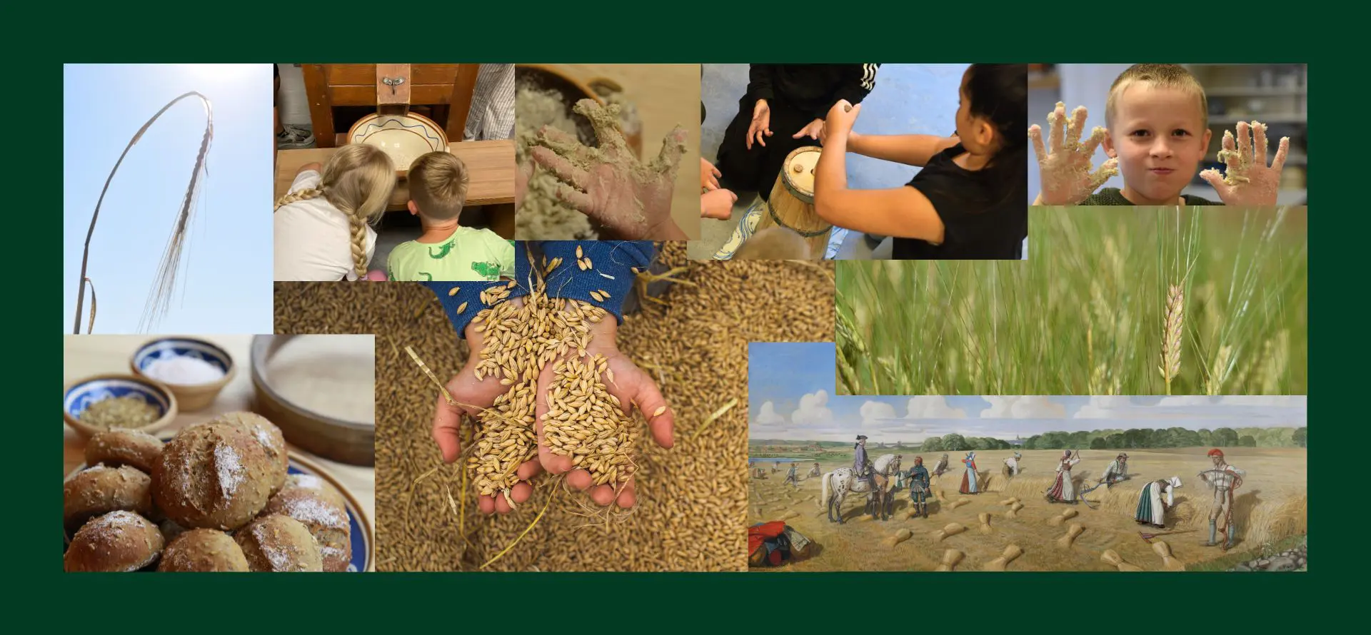 Collage of images from the GULDKORN teaching course at the Green Museum