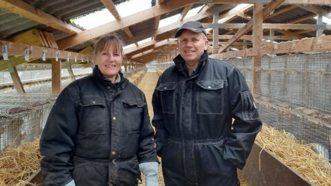 Mink breeder Erik Vammen and manager Gitte Nielsen at their mink farm near Hobro.