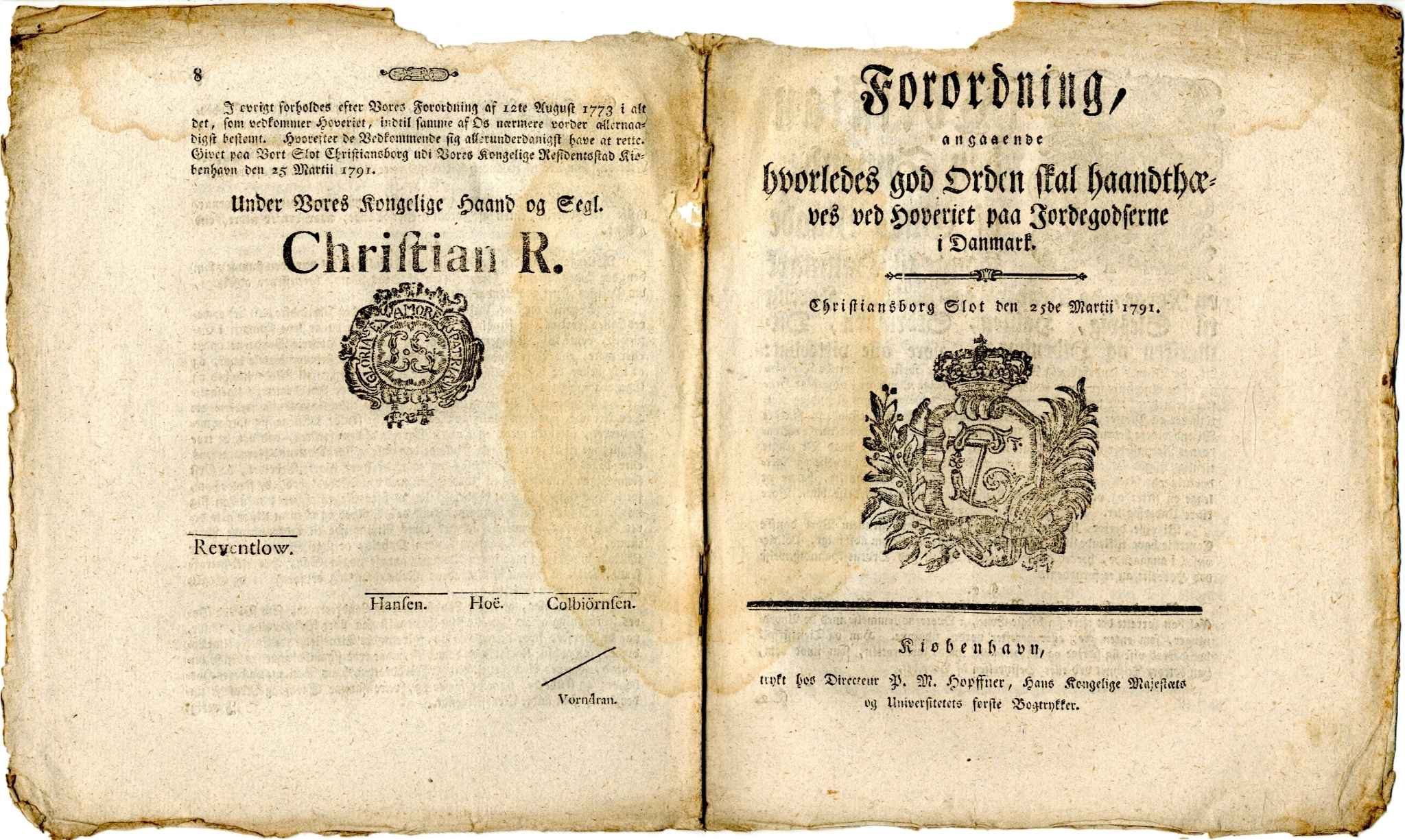 Regulation concerning how order is to be maintained by the lordship of the landed estates in Denmark.